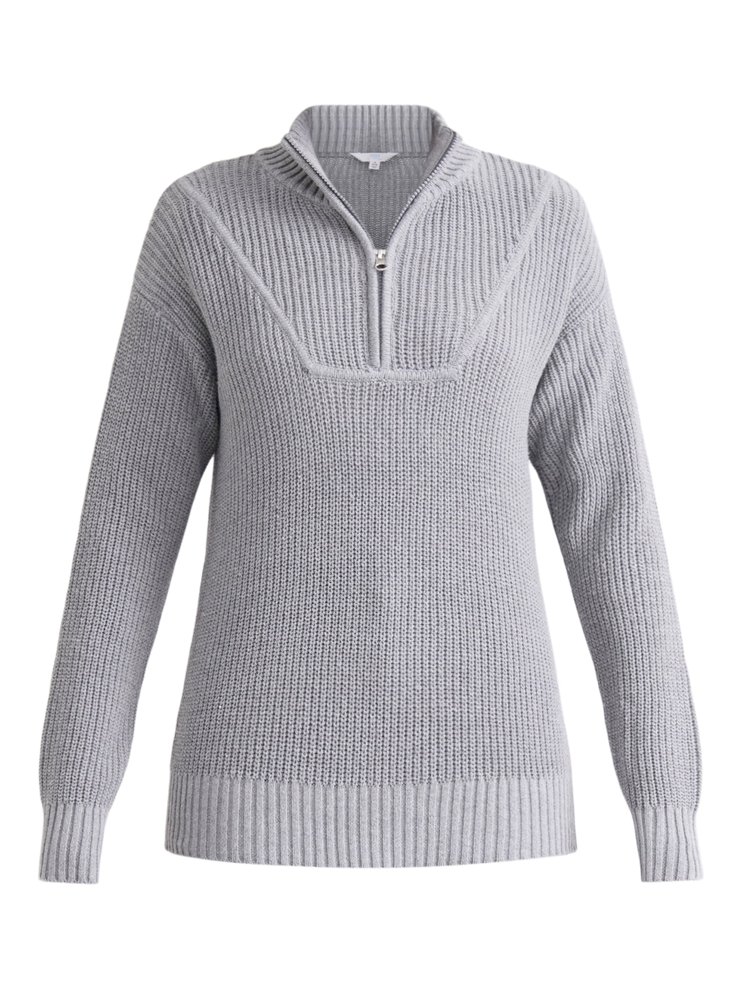 Time and Tru Women's Half Zip Pullover Sweater, Midweight, Sizes XS-XXXL