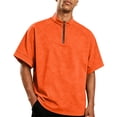 thumbnail image 2 of Domzest Mens Short Sleeve Stand Collar Shirt Quater Zip Lightweight Pullover Summer Casual Breathable Solid Shirts Saffron S, 2 of 7