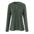 thumbnail image 3 of felwors Womens Long Sleeve Henley Shirts Button Down Tunic Tops Fall Lightweight Sweaters Business Casual Blouses 2025 Green, M, 3 of 4