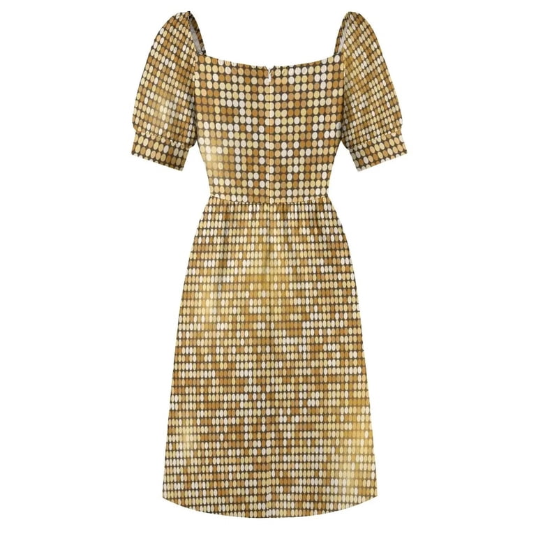 gold disco ball dress 70'S DISCO DRESS - GOLD MIRRORBALL / ADULT