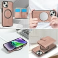 thumbnail image 3 of for iPhone 15 Case, Compatible with MagSafe, Detachable Magnetic Wallet Case with PU Leather Kickstand Card Slots Shockproof Protection 2 In 1 Function Case for iPhone 15, Rosegold, 3 of 6