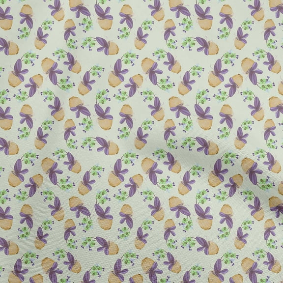 oneOone Cotton Jersey Light Green Fabric Watercolor Flower With Pot Sewing Fabric By The Yard Printed Diy Clothing Sewing Supplies 58 Inch Wide