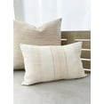 thumbnail image 4 of Beach Club Beige Stripe Indoor Outdoor Pillow 24x24, 4 of 9