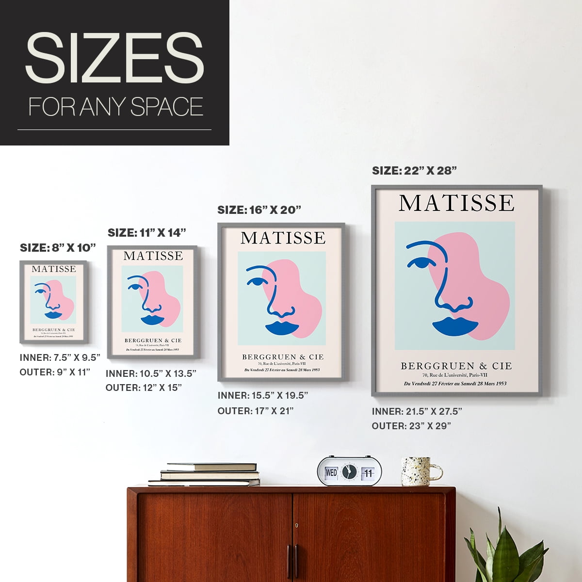 Matisse CDXCIX in Gray Solid Wood Framed Print No Nail Hanging
