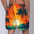 thumbnail image 4 of Mens Casual Printed Drawstring Trouser Beach Shorts Pants with Pocket, 4 of 4