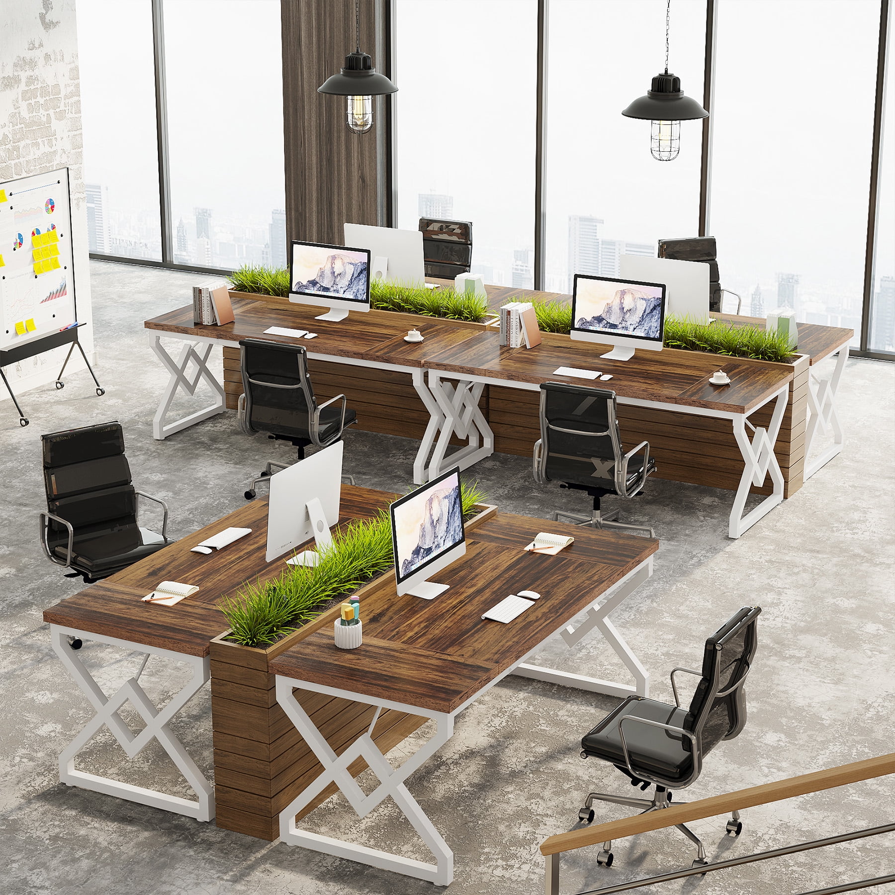 Tribesigns 63 Inches Computer Desk with Extra Thick Wooden Tabletop and Thicken Frame, Large Office Executive Workstation for Home Office