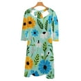 thumbnail image 6 of Pretty Floral Teal Painted Design Womens Summer Dress Tie Back A Line Flare Dress, 6 of 9