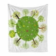 thumbnail image 1 of Earth Soft Flannel Fleece Blanket, Various Green Trees Around the World in Full Blossom Spring Season Eco Planet Flowers, Cozy Plush for Indoor and Outdoor Use, 60" x 80", Multicolor, by Ambesonne, 1 of 6