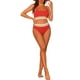 thumbnail image 2 of Conjuntos de bikini de dos piezas de talle alto con canalé para mujer, con tirantes ajustables, traje de baño, ropa de baño, pequeño, rojo, 2 of 5