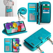 Galaxy A51 Case (Not for A51 5G), Allytech PU Leather Shockproof Stand Detachable Adjustable Shoulder Strap TPU Back Cover Cards Slots Wallet Pocket Case for Samsung Galaxy A51,Blue