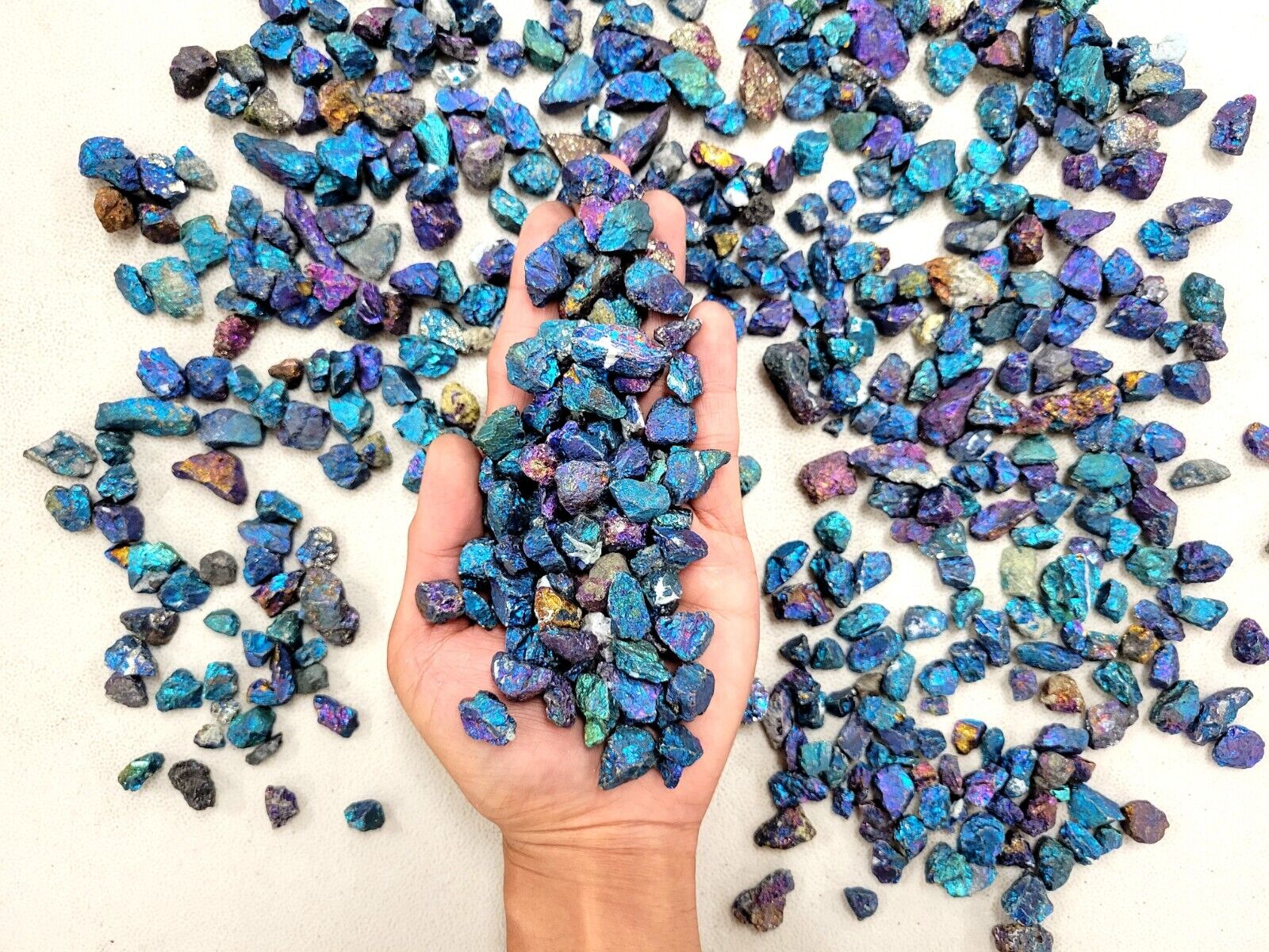Raw Chalcopyrite Crystal Chips Bulk AKA Peacock Ore Tiny Small Rough