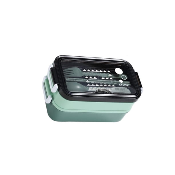 Yuarrent Fiambrera con cubiertos, aislamiento térmico de doble capa, contenedor de comida para niña, caja de almacenamiento para microondas, oficina, Mostrada Verde Yuarrent HA067578-02