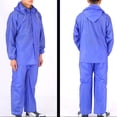 thumbnail image 5 of Rain Suit Split Thickened Coat Pant Non Disposable Raincoat Button Closure Gathered Cuffs Rain Wear 2J Blue Free Size, 5 of 5