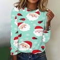thumbnail image 2 of Bcresic Cute Santa Claus Long Sleeve Shirts for Christmas Womens Snowflake Tunic Tops Casual Crewneck Basic Tee Xmas Holiday Trendy T-Shirts Funny Going Out Pullover Top,#01_Mint Green,Medium, 2 of 4