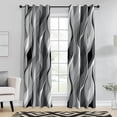 thumbnail image 3 of Black And Grey Curtains Modern Striped Decorative Light Blocking Darkening Grommet Grey Curtain For Living Room Villa, Bedroom Gray And White 26"W x 45"L (Pack of 2), 3 of 6