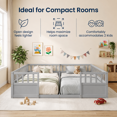thumbnail image 6 of Miniyam Double Twin Size Floor Bed, Wood Kids Bed with Guardrails, Gray, 6 of 7