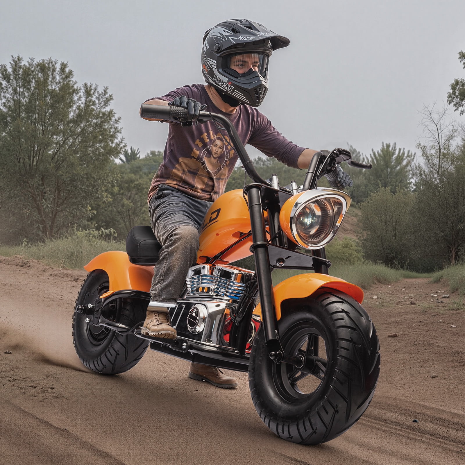 MUKIDY 24V Electric Motorcycle for Kids, 250W Ride on Motorcycle with Twist Grip Throttle, Key Start, Music, Speed up to 12.4 mph, Age 8+, Orange