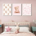 thumbnail image 4 of Pink Teddy Bear Canvas Wall Art Coquette Bow Wall Decor Pictures Cute Animal Nursery Posters Prints for Baby Girls Room Bedroom Home Decorations（Only canvas）, 4 of 6
