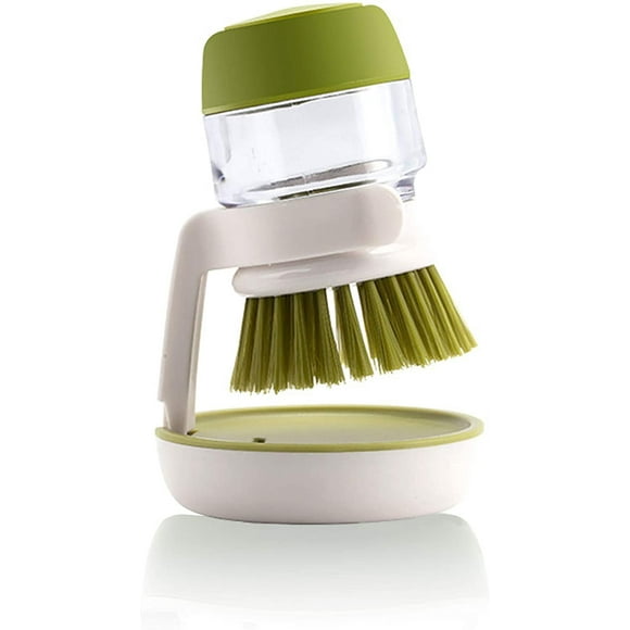 Palm Brush Upgraded,Dish Brush Kitchen Soap Dispensing Brush with Storage Stand Dishes Mini Soap Liquid Brush for Kitchen Dish Pot Pan Sink