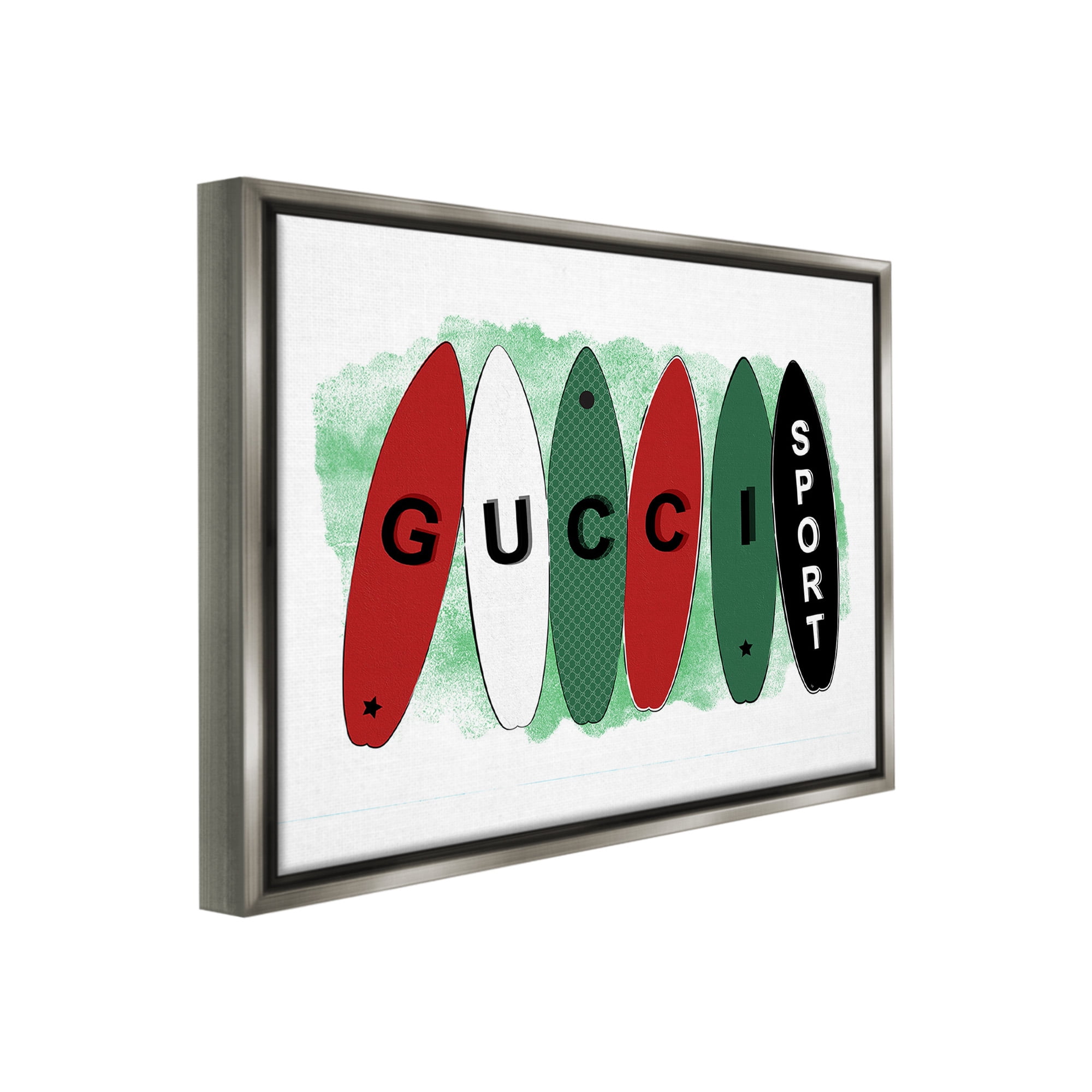 Stupell Industries Stylish Glam Surfboards Beauty & Fashion Painting Gray Floater Framed Canvas Art Print Wall Art, 21 x 17