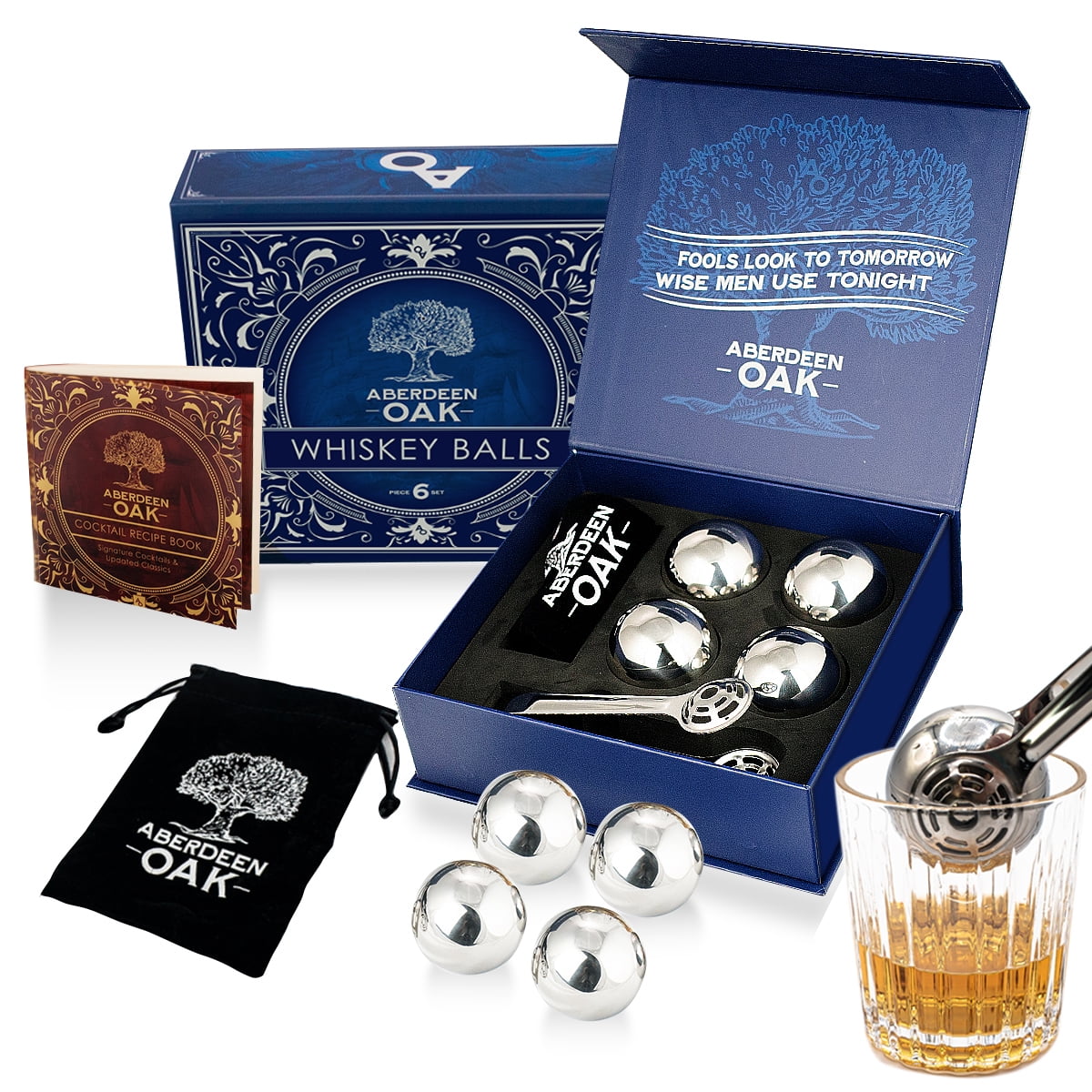 Walbest Whiskey Stones Gift Set - 8 Pcs Reusable Stainless Steel