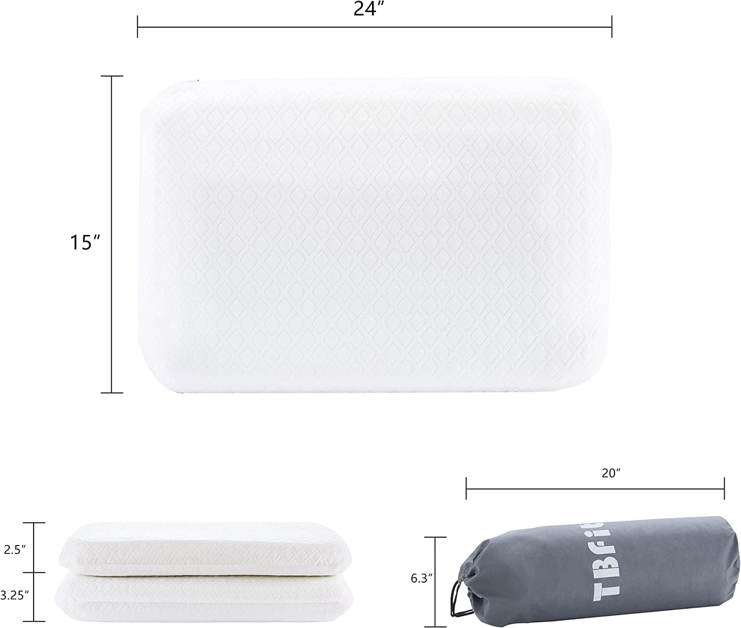 KingFun Tbfit Memory Foam Full Body Pillows for Adults, Adjustable
