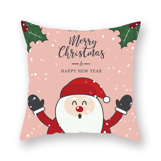 Billuyoard Funda de almohada de 2 piezas con estampado de elementos navideños, decoración de funda de almohada de poliéster lavable para sofá, funda de Kits de decoración para fiestas B-06731 Billuyoard HA007819-31