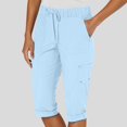 thumbnail image 2 of Capri Pants for Women Summer Casual Elastic High Waist Rolled Up Cuffs Straight Leg Cropped Cargo Pants, 2 of 7
