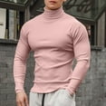 thumbnail image 2 of HBFAGFB Col Roulé Hauts pour Hommes Ajusté Manches Longues Chemises Décontractées Polyvalentes Rose Taille g, 2 of 5