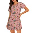 thumbnail image 1 of Easygdp Retro 70s 60s Hippie Flower Camisón de manga corta para mujer, informal, estampado, 1 of 6