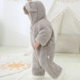 thumbnail image 7 of Baby Boy Girls Winter Warm Rompers Unisex Newborn Fleece Outfits Bodysuits Toddler Baby Boys Girls Color Plush Cute Bear Ears Winter Thick Keep Warm Jumpsuit Romper Gray Months, 7 of 7
