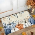 thumbnail image 2 of Fall Door Mat Indoor Entrance Blue Pumpkin Floor Mat Thanksgiving Welcome Matt Outdoor Rugs Non-Slip Absorbent Retro Eucalyptus Leaves Floral Doormat for Bathroom Kitchen Front Door 24x16 Inch, 2 of 6