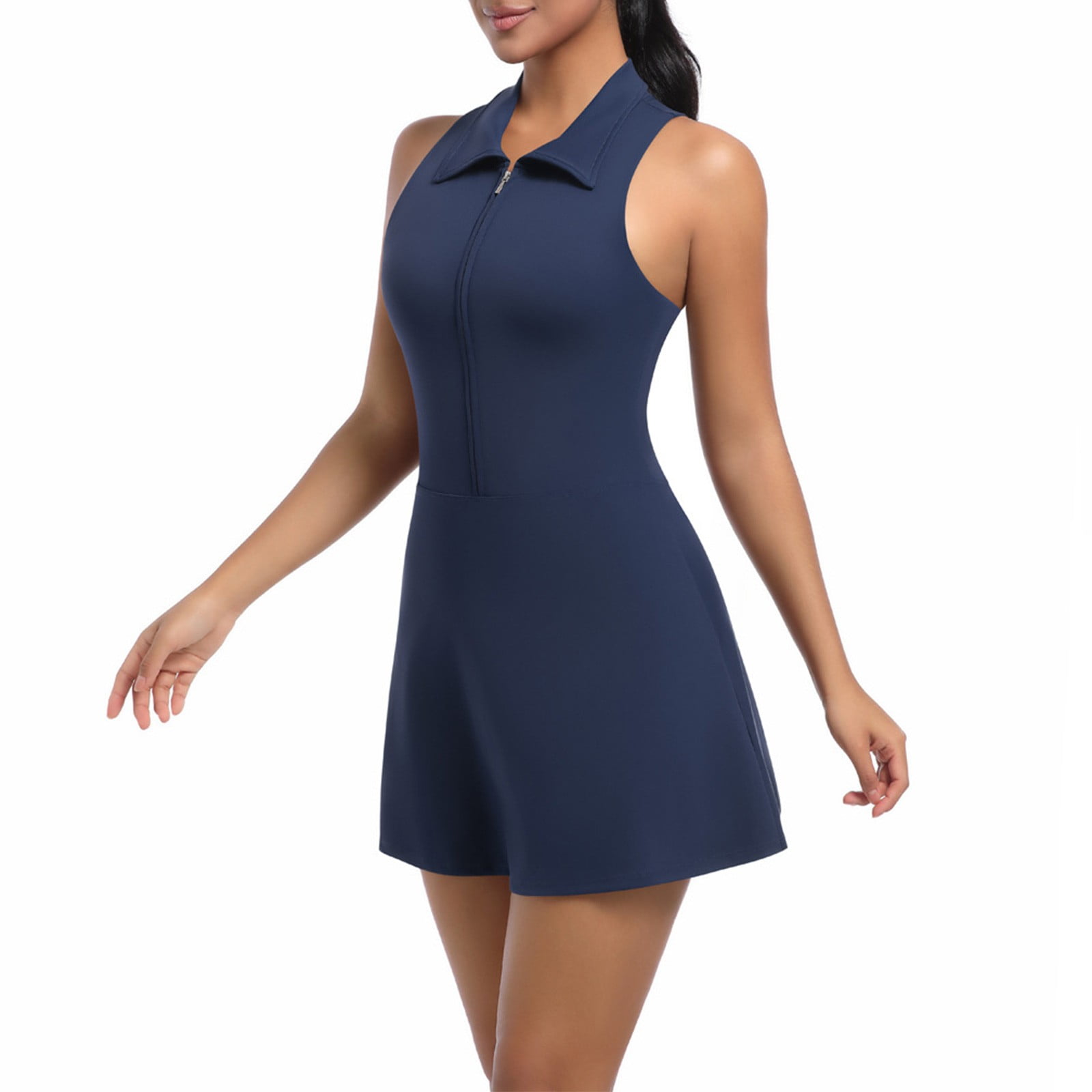 Ayolanni Sleeveless Summer Dresses for Women 2026 Tank Crew Neck Midi Dress Y2K Solid Color Tennis Athletic Slim Fit Sundress XL