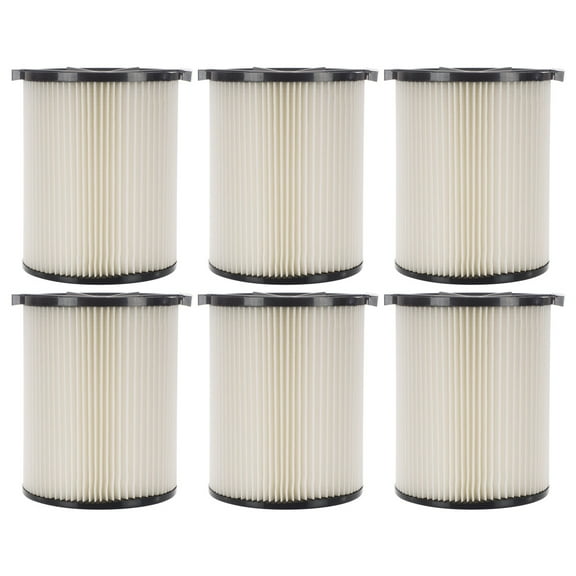 6 Pack 1-Layer Cartridge Filter Replacement Parts # 72947 Compatible with RIDGID VF4000, 5-20 Gal & 6-9 Gal Husky Wet Dry Vacuums, Washable & Reusable