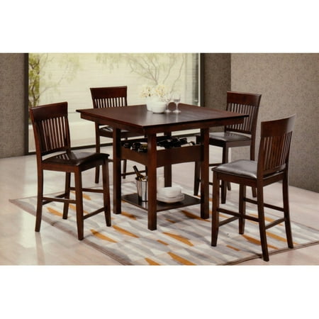 Hodedah Imports 5 Piece Square Counter Height Dining Table Set