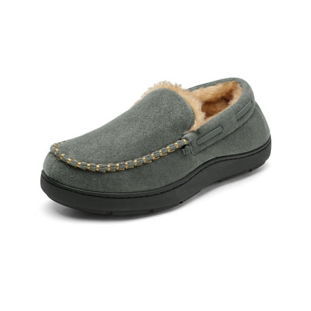 

DREAM PAIRS Men s Winter Comfort Fuzzy Microsuede Moccasin Toe Slippers Lining Slip-on House DSL2110M GREY Size 8