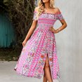 thumbnail image 3 of ANGGREK One Piece Off Shoulder Dress, Off Shoulder Slit Long Dress Floral Printed For Daily Life, 3 of 5
