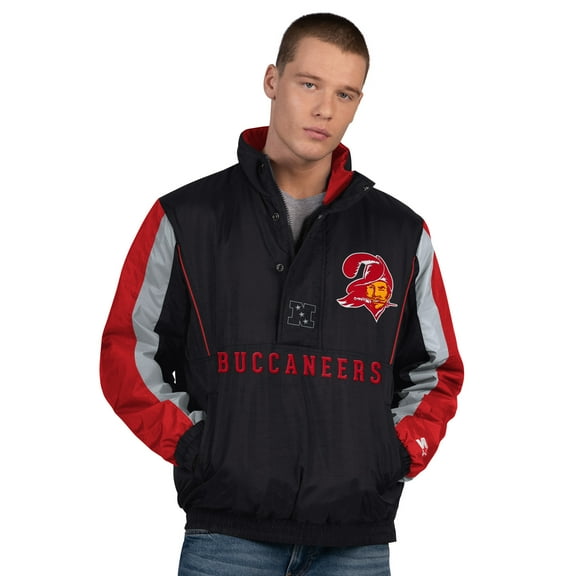 Men's Starter Black Tampa Bay Buccaneers Thursday Night Gridiron Vintage Logo Half-Zip Jacket