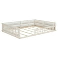thumbnail image 6 of Euroco Upholstered Full Size Platfrom Bed, Floor Bed with Pillow, Beige, 6 of 12