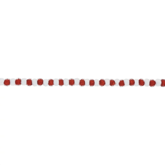 Pom Pom Garland - 9' | Red & White | 1 Pc.