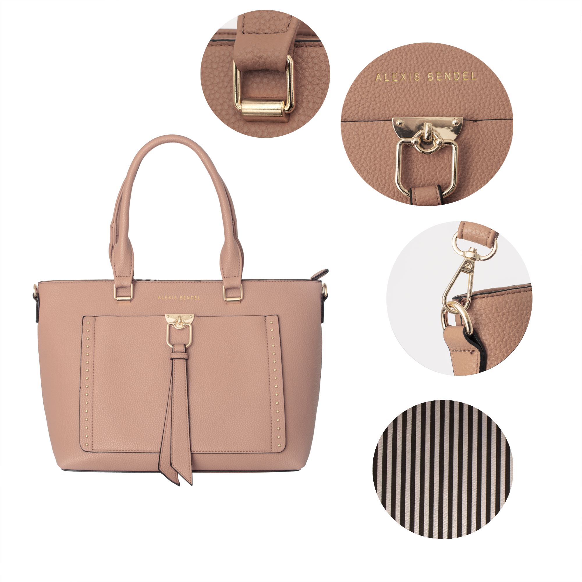Alexis Bendel Mauve Women’s Vegan Leather Multi-Style Shopper Tote Everyday Handbag