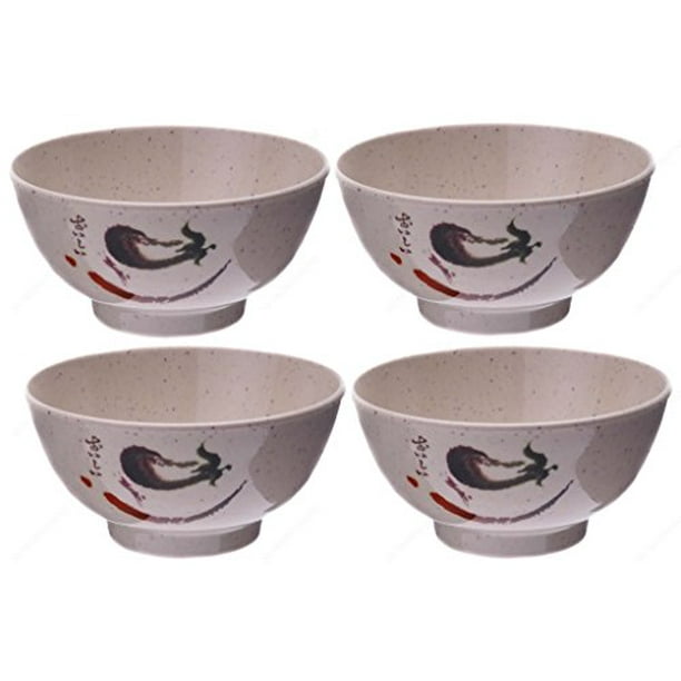 M.V. Trading EP159 Rice Miso Soup Melamine Bowls with Eggplant Design