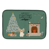 Sable White Papillon Christmas Everyone Dish Drying Mat