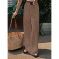 thumbnail image 5 of Womens Summer Solid Color Hollow Out Embroidery Casual Elastic Waist Long Pants Versatile Comfort Camel Color L, 5 of 8