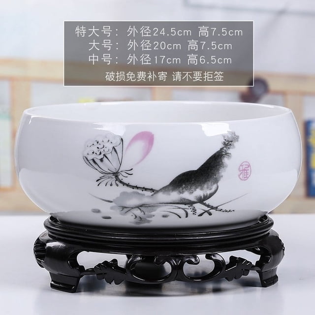 Plants Flower Bowl In Water Indoor Chinese Ceramic Bowl Flower Planter With Stand Hydroponic Bonsai Bowl For Office Garden Indoor Outdoor