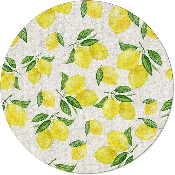 Summer Tropical Fresh Lemon, Elastic Fitted Edged Round Tablecloth Fade resistant Anti-Shrink Table Cloth Washable Table Cover for Indoor or Outdoor and anywhere you wanna use it 48"X 48"