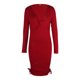 thumbnail image 1 of VISgogo, vestido ajustado Sexy con cuello en V para mujer, falda corta fruncida de manga larga con cordón lateral de Color sólido para mujer de otoño VISgogo moda, 1 of 9