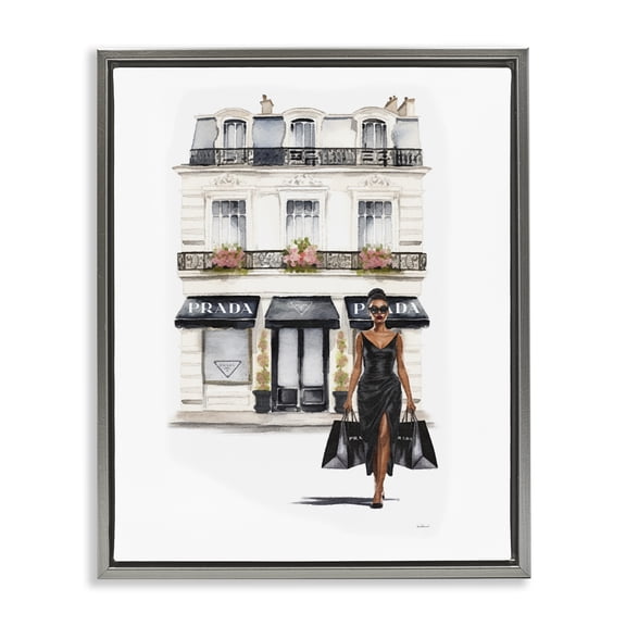 Stupell Industries Art Deco Urban Glam Shopping Gray Floating Frame Canvas Art, 17 x 21, by Amanda Greenwood