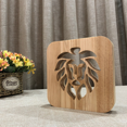 thumbnail image 2 of Light Bulb Led Night Light Lion Head Carved Hollow Wooden 3d Light Creative Wooden Decorative Small Table Lamp - FS-T1886W, 2 of 4