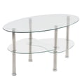 thumbnail image 6 of IVV Modern Oval Glass Coffee Table, 2-Tier Oval Tea Table with Tempered Glass Storage Space & Chrome Metal Legs, Center Table for Home, Clear, 6 of 7